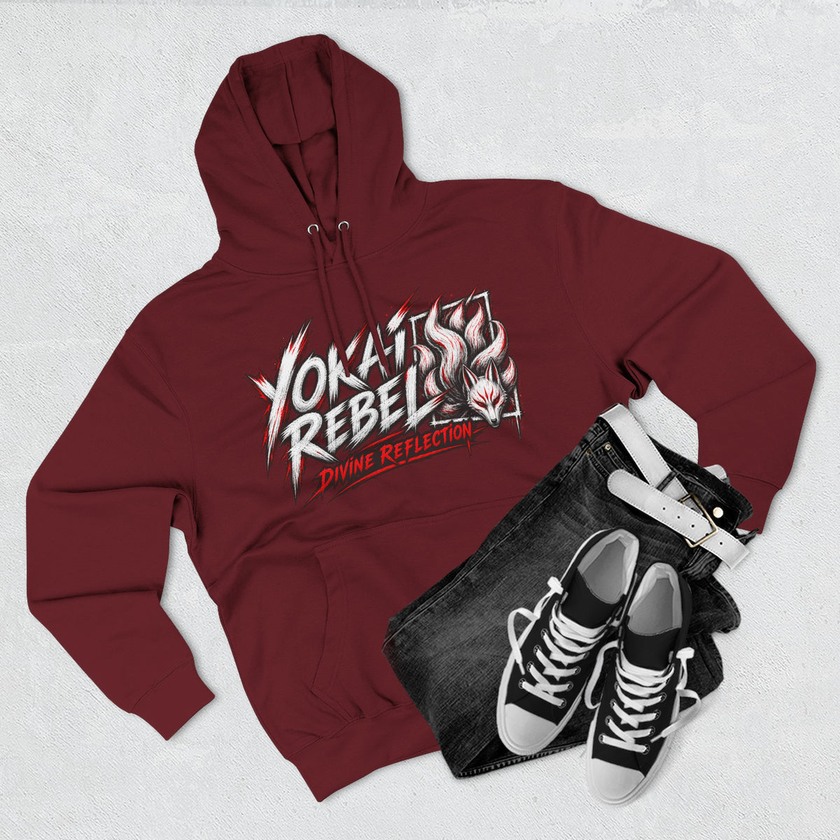 Yokai Rebel Hoodie — White Fox, Shiro Kitsune