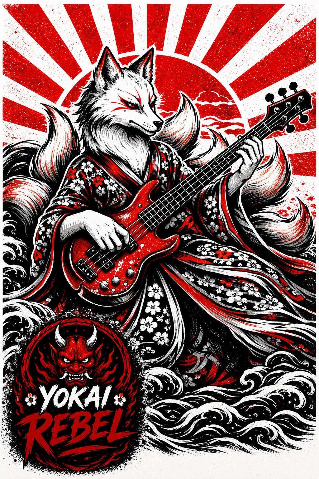 Yokai Rebel Tank Top - Shiro Kitsune, White Fox