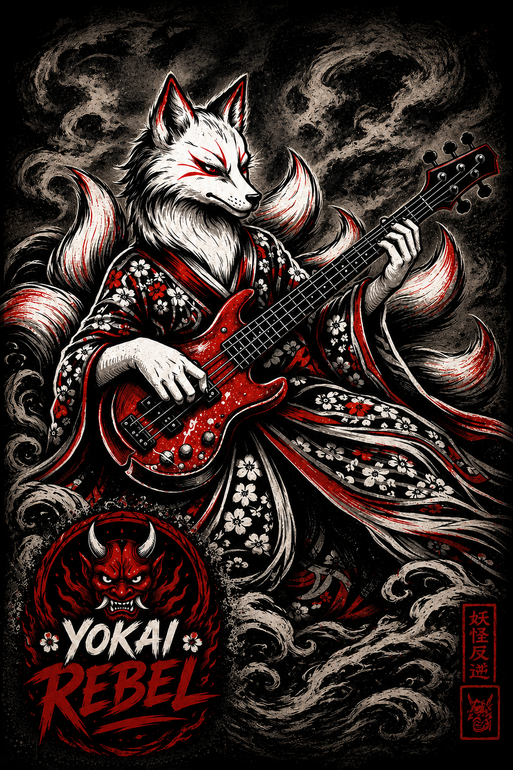 Yokai Rebel Tank Top - Shiro Kitsune, White Fox